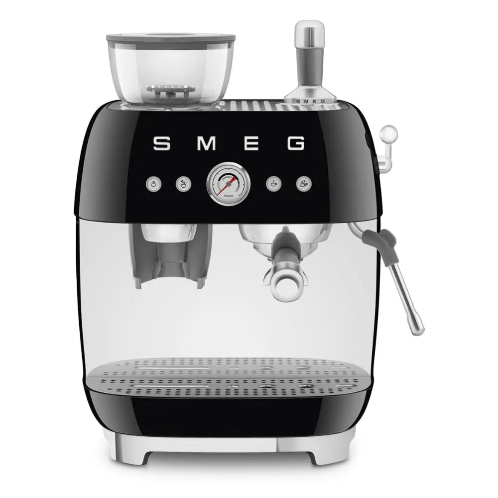SMEG EGF03BLUK 50's Style Espresso Coffee Machine with Grinder & 20 Bar Pump
