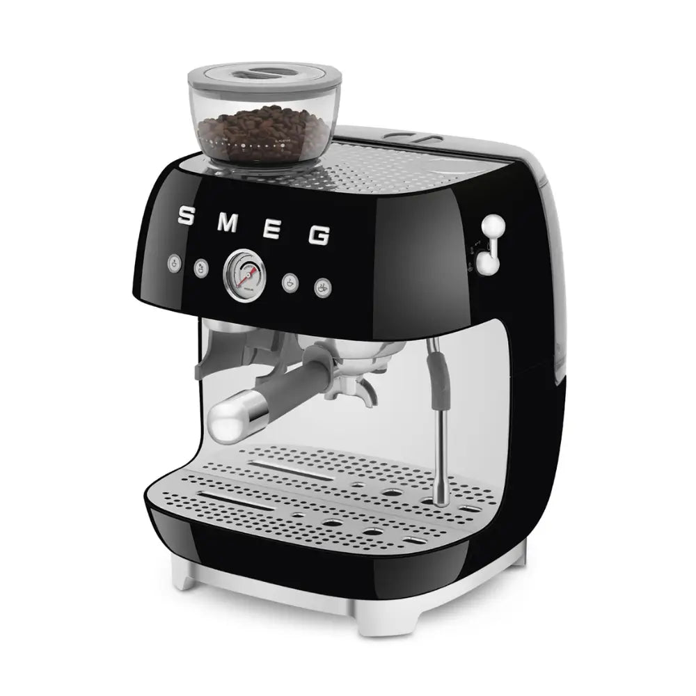 SMEG EGF03BLUK 50's Style Espresso Coffee Machine with Grinder & 20 Bar Pump