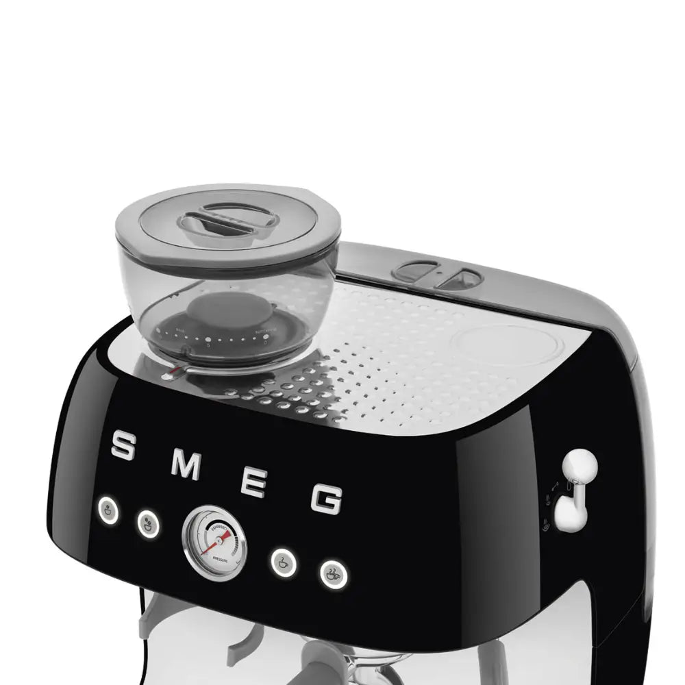 SMEG EGF03BLUK 50's Style Espresso Coffee Machine with Grinder & 20 Bar Pump